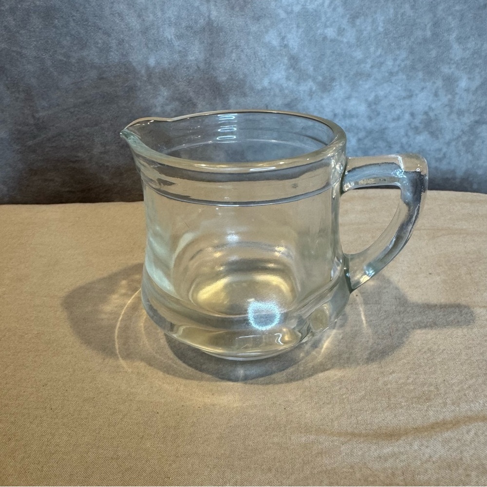 KELLOGG'S CORRECT CEREAL CREAMER, VINTAGE 1930'S ERA, CLEAR GLASS 3” Tall